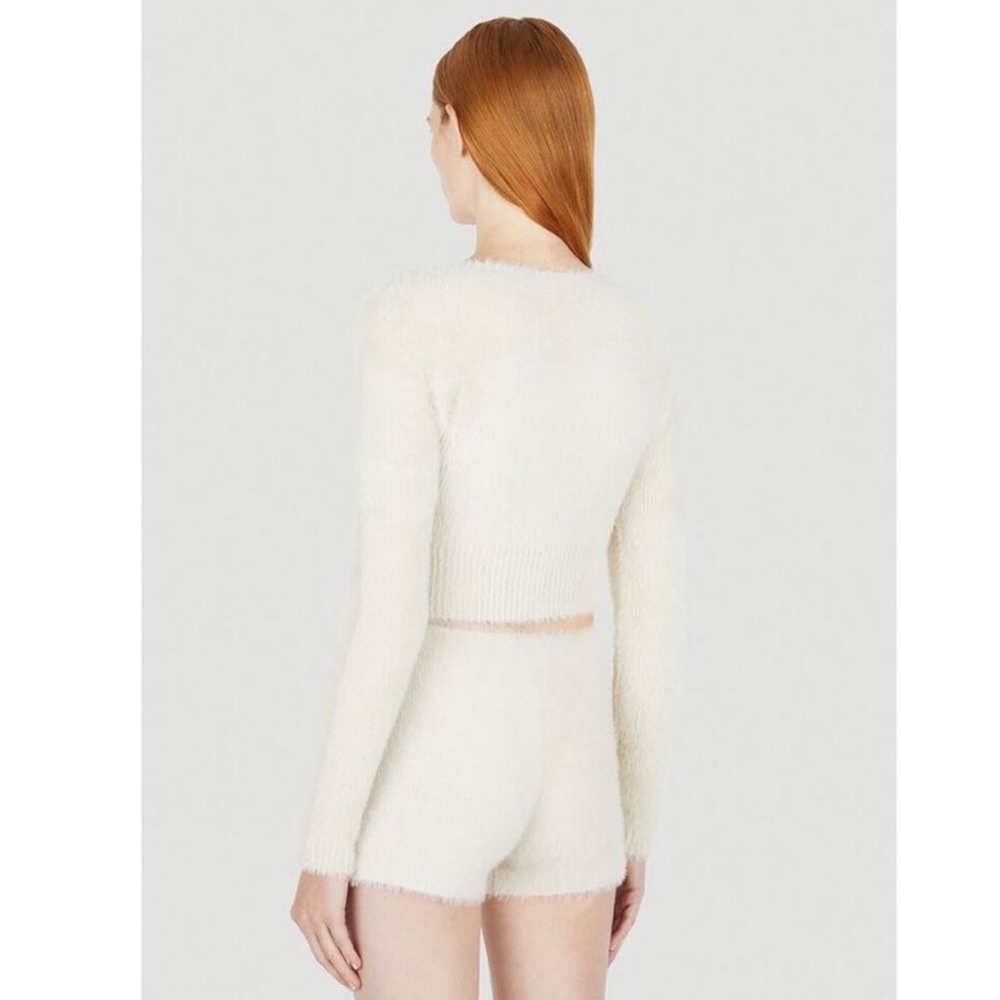 NWT Jacquemus SET Cardigan Sweater Long Sleeve Top & Mini Shorts 2 Piece White - Picture 2 of 8